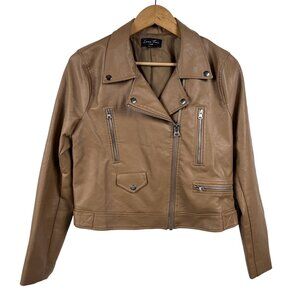 Love Tree Tan Leather Jacket Moto Style